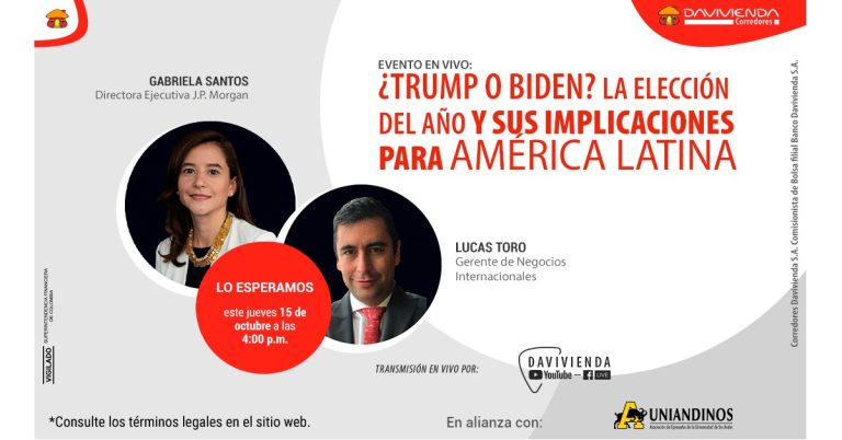 Davivienda Corredores presentará su próximo live ‘¿Trump o Biden? La elección del año y sus implicaciones para América Latina’