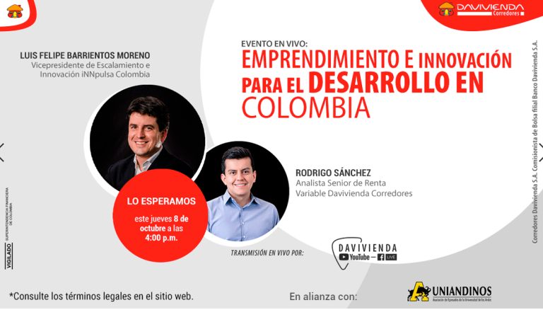 Davivienda Corredores presentará su próximo live ‘Emprendimiento e innovación para el desarrollo en Colombia’