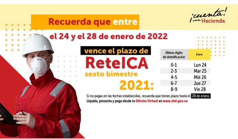 24 a 28 de enero: inician vencimientos de plazo de ReteICA en Bogotá