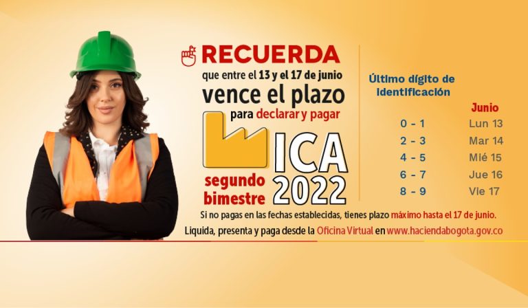 Vence plazo para pago de ICA en Bogotá del segundo bimestre de 2022