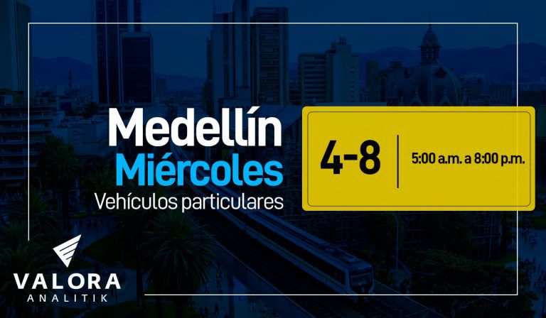 Pico y placa Medellín, este 22 de junio, en carros particulares