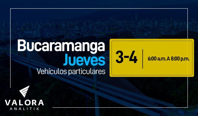 Pico y placa en Bucaramanga, este jueves 11 de agosto: carros y motos