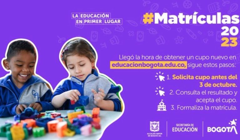 Bogotá: Vence plazo de cupo escolar para colegios oficiales en 2023