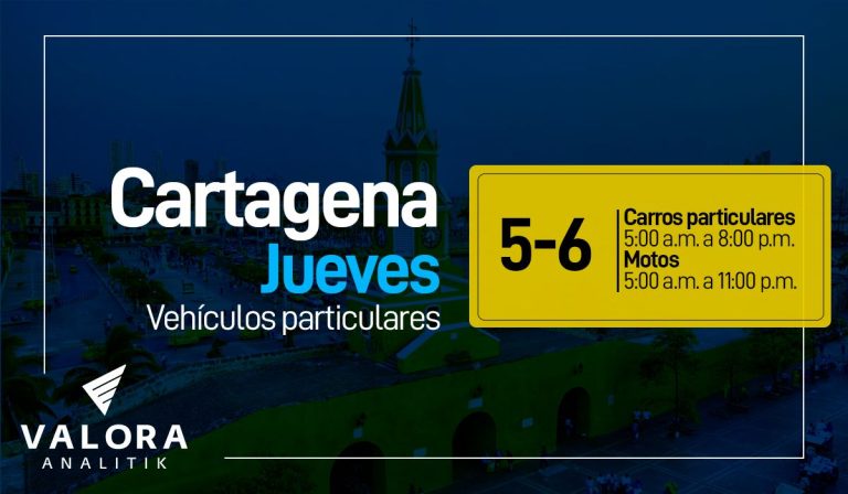 Pico y placa en Cartagena hoy 24 de noviembre para vehículos y motocicletas