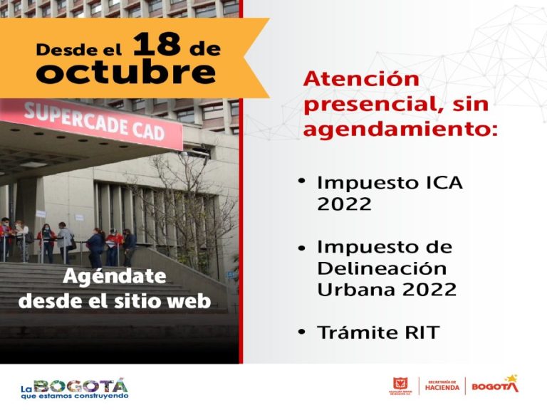 Hacienda Bogotá habilita agendamiento virtual para atención presencial en los SuperCADE