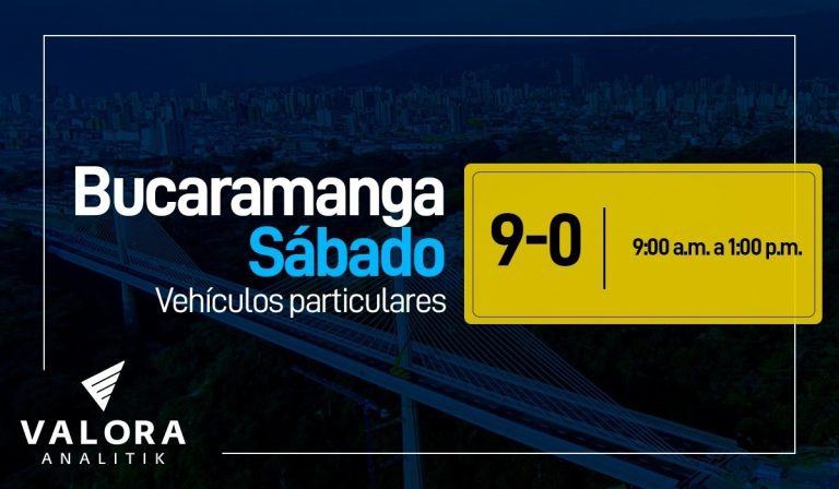 Pico y placa este sábado, 29 de abril en Bucaramanga: carros y motos