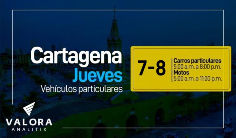 Vehículos y taxis que no pueden circular en Cartagena hoy 23 de marzo por pico y placa