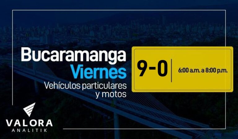 Así quedó el pico y placa de Bucaramanga este 31 de marzo en carros y motos