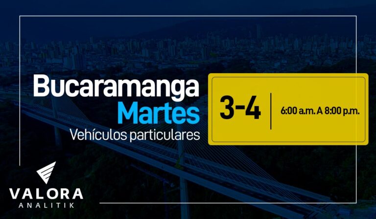 Así rota el pico y placa Bucaramanga este 14 de febrero para carros y motos