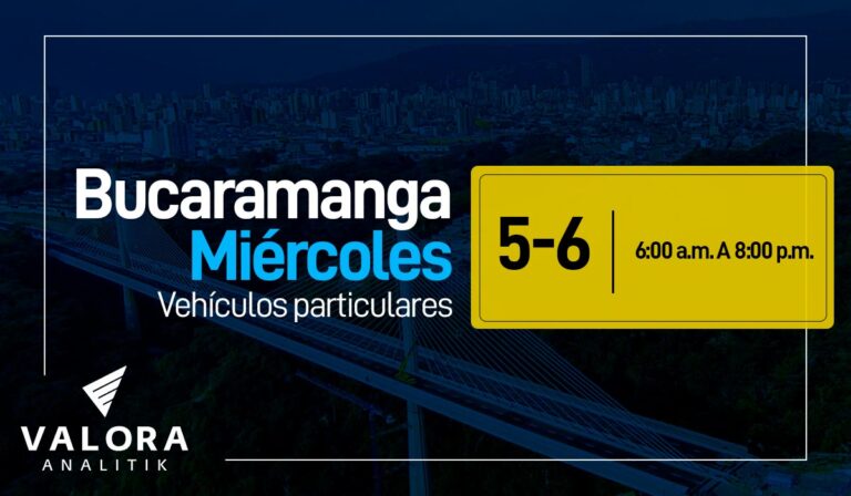 Cambio en pico y placa en Bucaramanga, este 15 de febrero: carros, motos y taxis