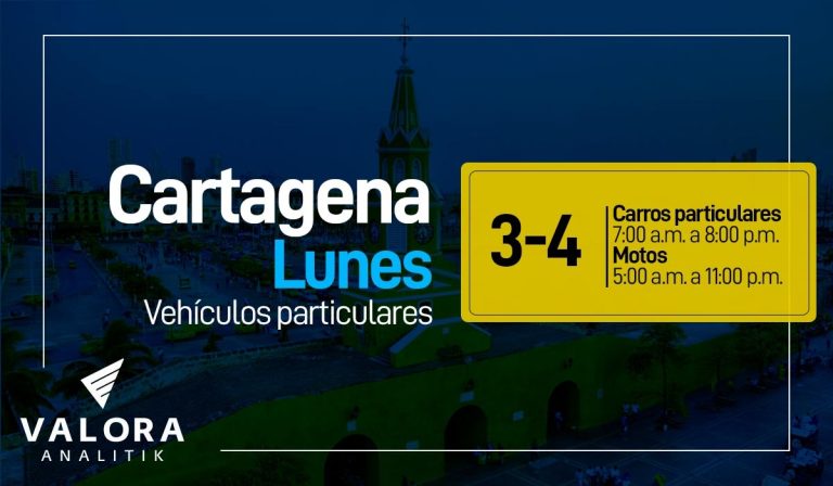 Nueva rotación de pico y placa en Cartagena: conozca los cambios para hoy 3 de abril