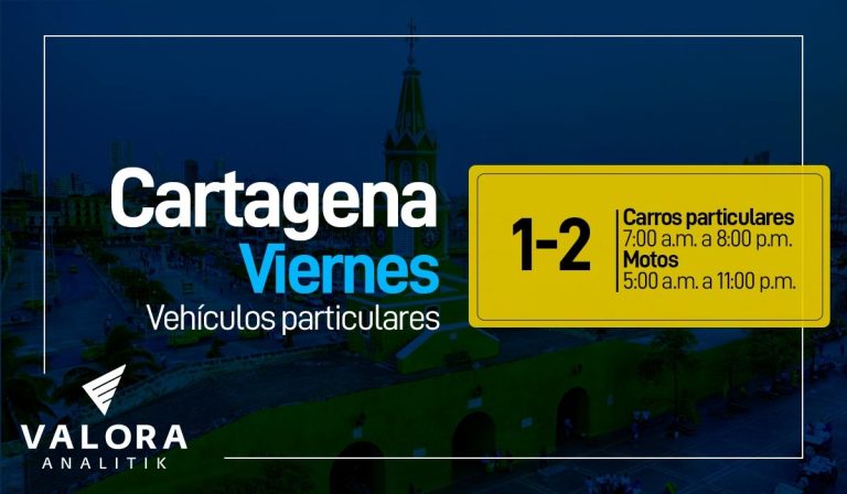 Cartagena finaliza esta semana con pico y placa para motos y particulares
