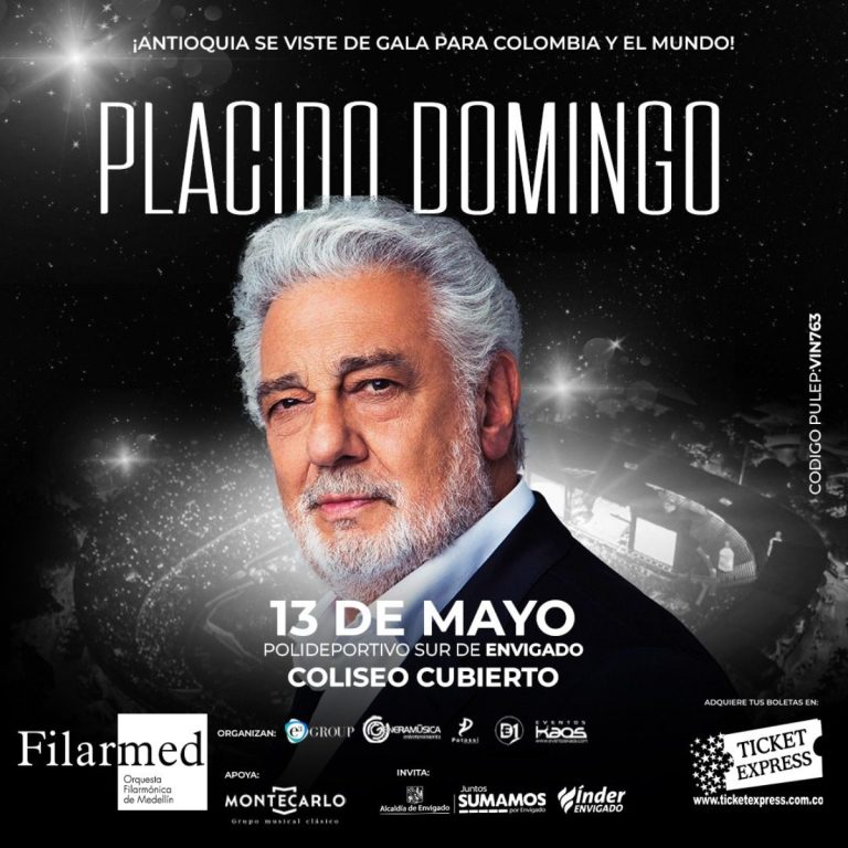 Plácido Domingo en concierto con la Orquesta Filarmónica de Antioquia: Boletería y localidades