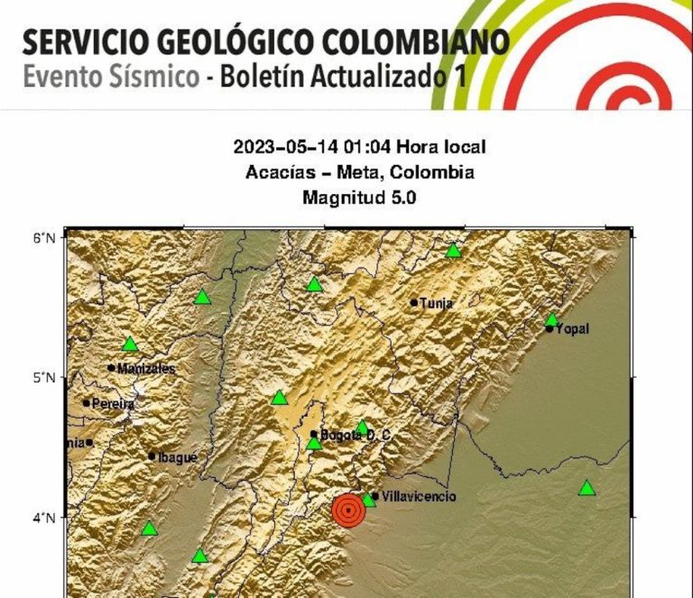 Fuerte temblor sacude el centro de Colombia: epicentro en el Meta y se siente en Bogotá