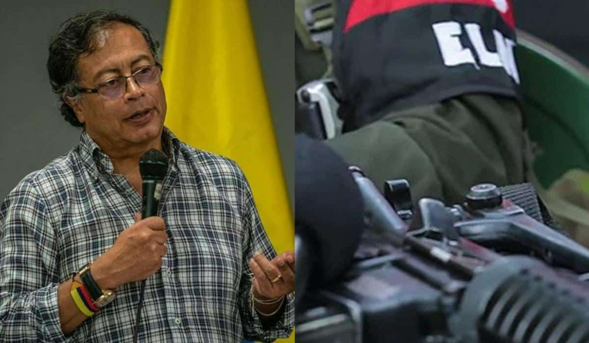Presidente de Colombia, Gustavo Petro, y miembros de la guerrilla del ELN