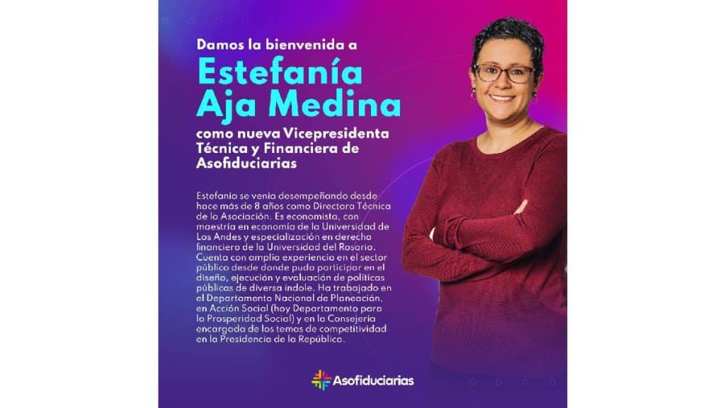 Imagen de Estefanía Aja, nueva vicepresidenta técnica y financiera de Asofiduciarias