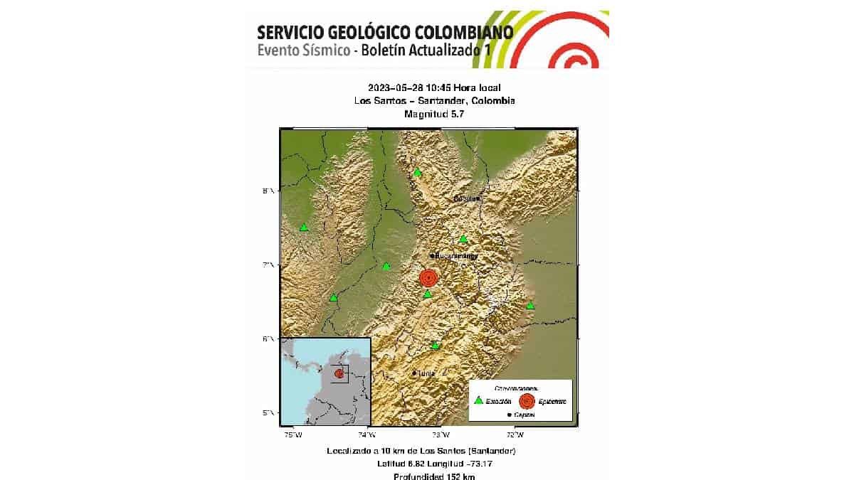 Temblor del 28 de mayo en Colombia