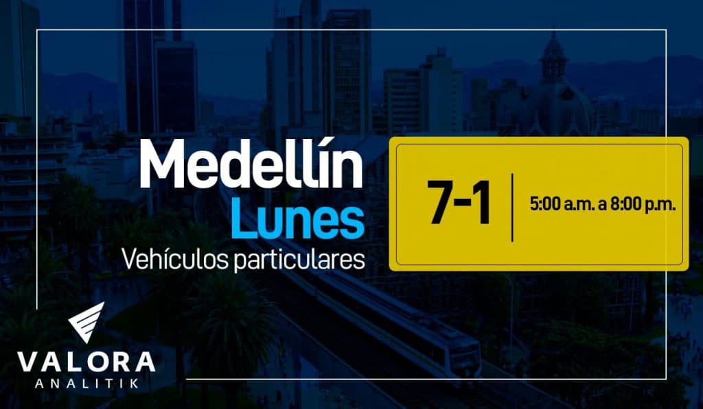 Pico y placa en Medellín segundo semestre de 2023