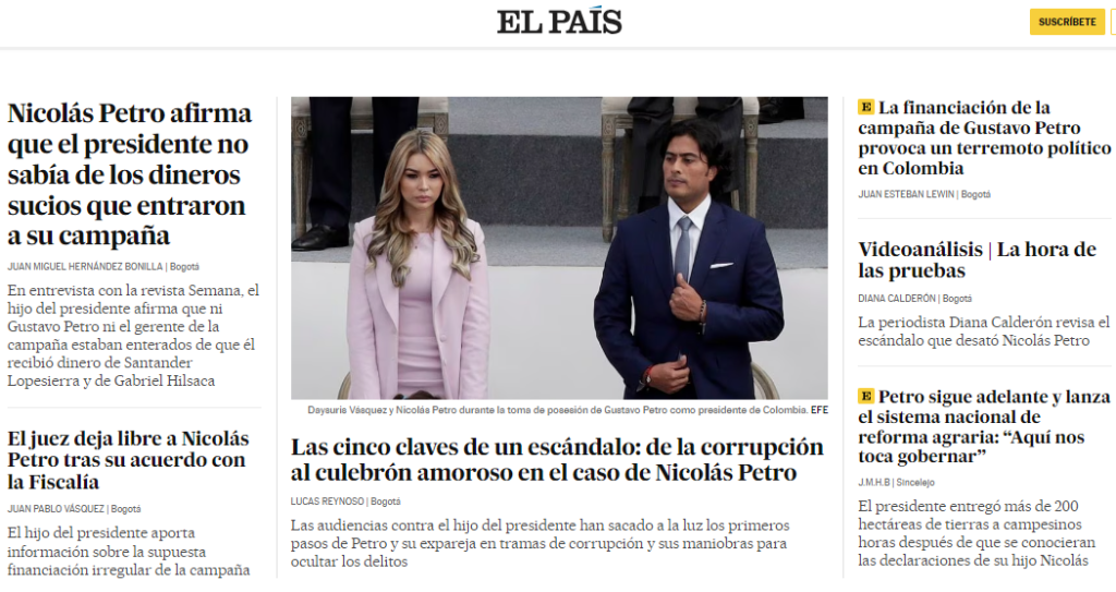 Cubrimiento del caso Nicolás Petro por El País