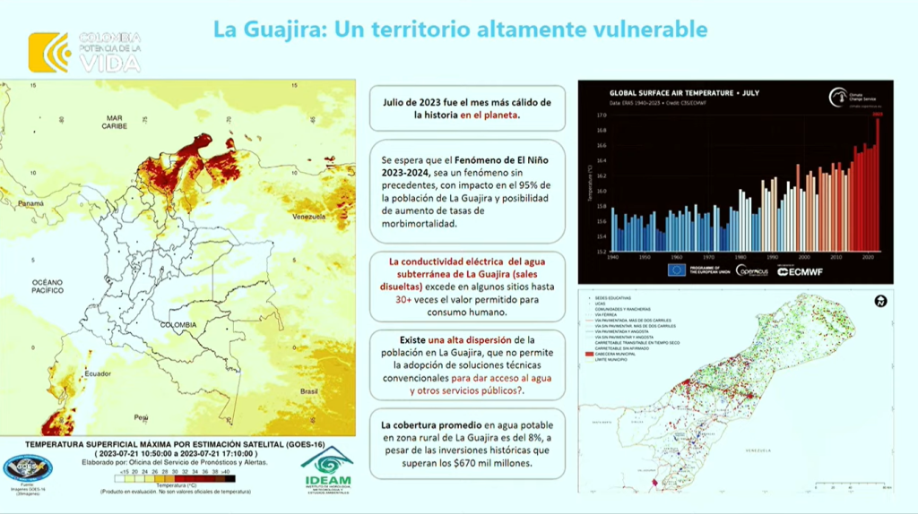 Gráfica presentada por el presidente Gustavo Petro respecto a la temperatura de La Guajira