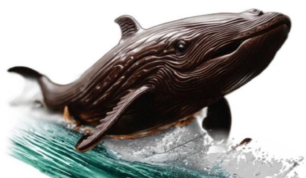 Escultura de chocolate con forma de ballena.