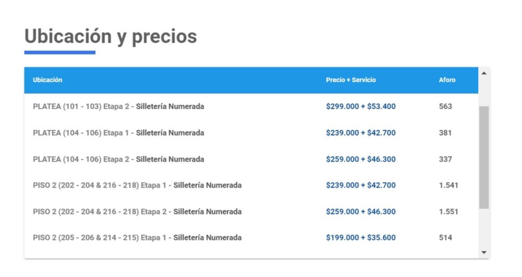 Valores para ver a Mon Laferte en 2024 en Colombia. 