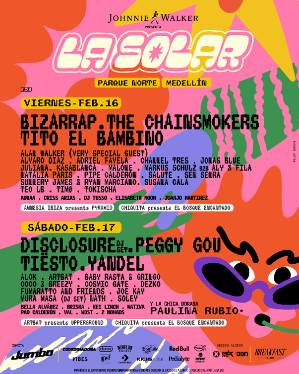 Line up del Festival La Solar por días. 