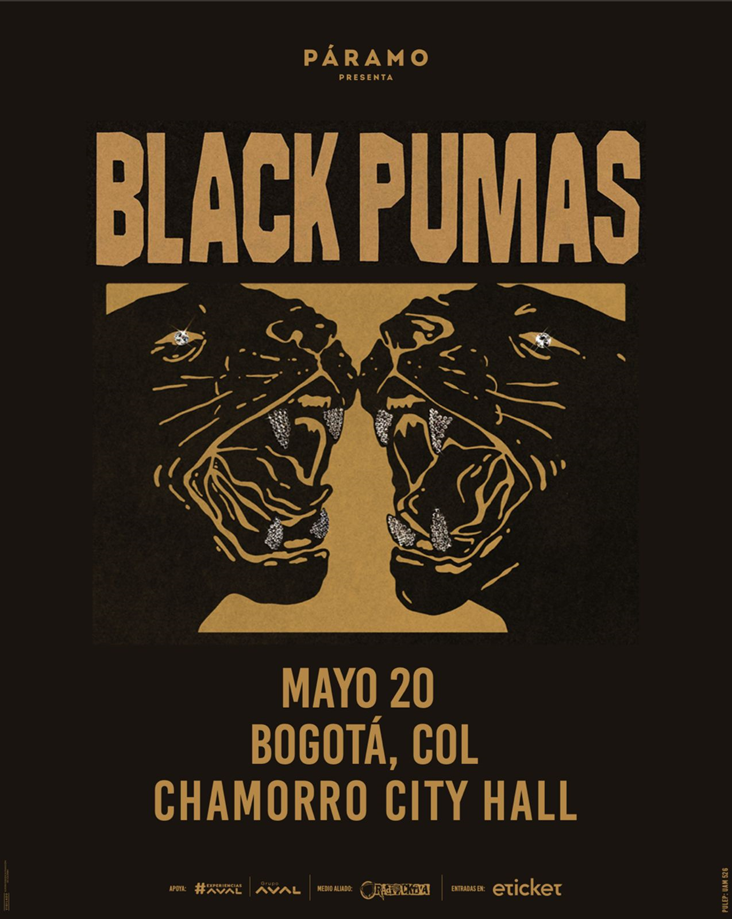 Imagen oficial del concierto de Black Pumas en Bogotá