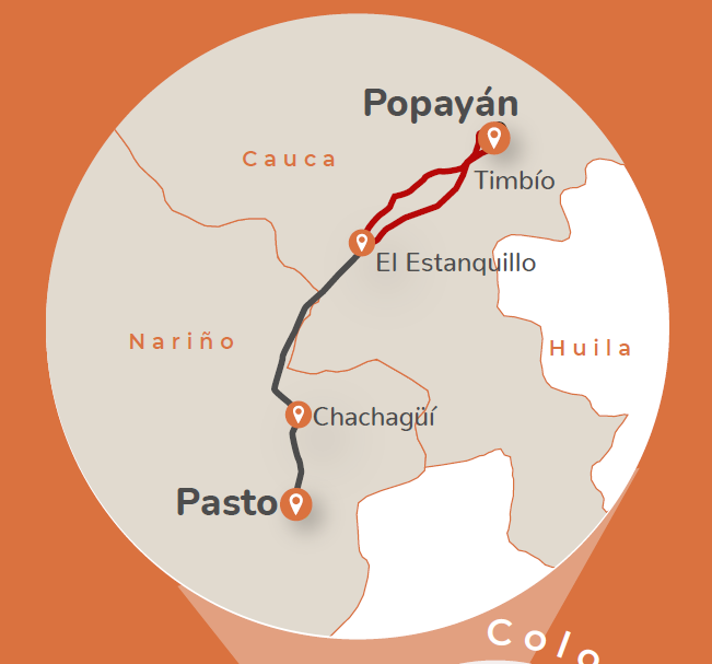 Vía entre Pasto - Popayán